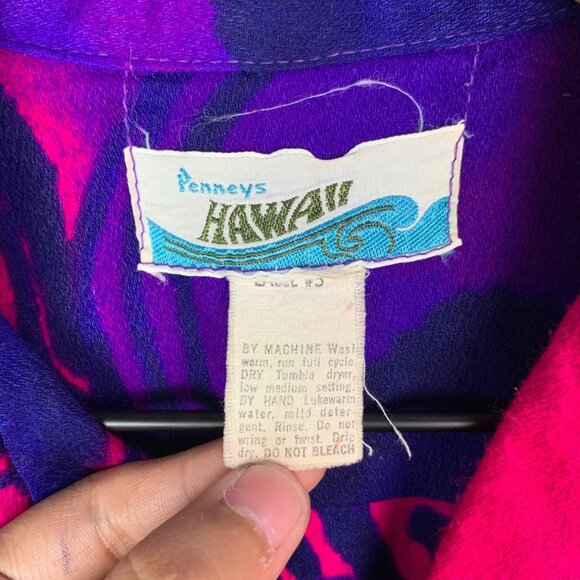 Vintage 1950s PENNEY'S Hawaii Rayon Hawaiian Floral Shirt Buttons Down Large‎ - Picture 6 of 7